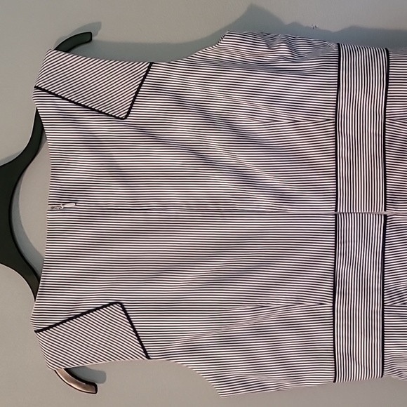 Alex Marie Navy Blue White Striped Sleeveless Cotton Blend Dress Sz 10 Nautical - Picture 7 of 13